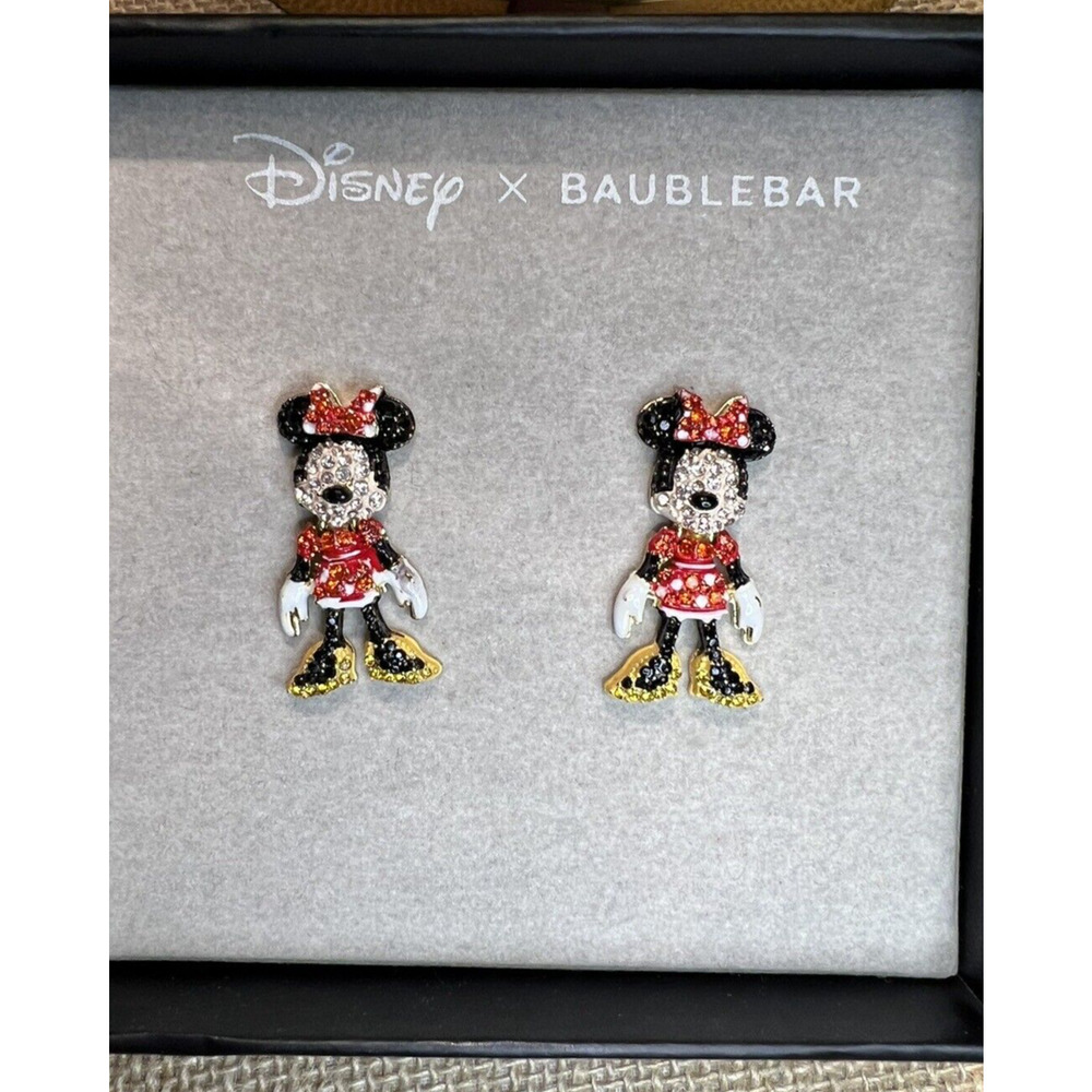 Disney x Baublebar Minnie Mouse Rhinestone Earrings NEW